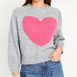 NWT Gray Heart Sweater Sz Large